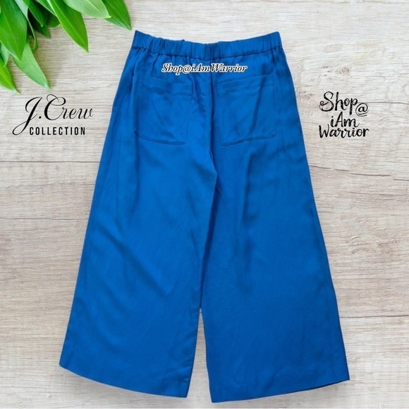 J.Crew Collection NWT electric blue linen blend wide leg crop pants *iamwarrior - Picture 3 of 10
